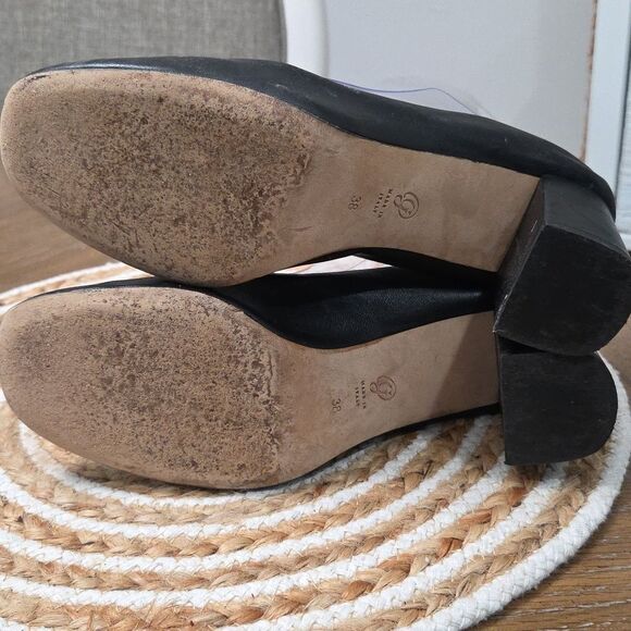 Authentic M.Gemi black Leather Heeled Ballet Shoes, Size 38 - Picture 6 of 8